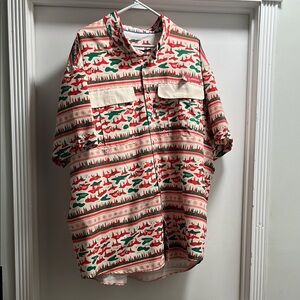 Magellan Outdoors Red and Green Patterned Shirt
